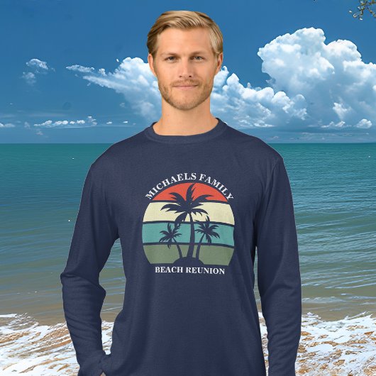 Beach Family Wiedersehen Palm Tree Sunset Long Sle Tri-Blend Shirt