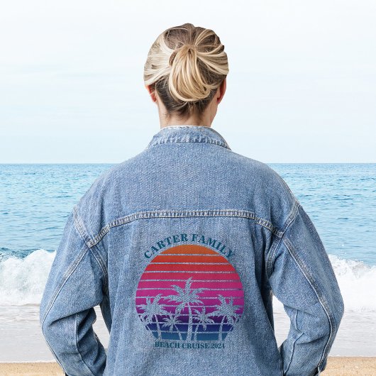 Beach Family Wiedersehen Tropical Palm Tree Jeansjacke