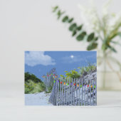 Beach Fence & Dunes Christmas Lights Feiertagspostkarte (Stehend Vorderseite)