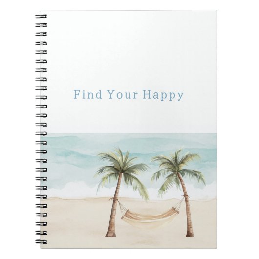 Beach Find Your Happy Palm Trees Ocean Notizblock (Vorderseite)