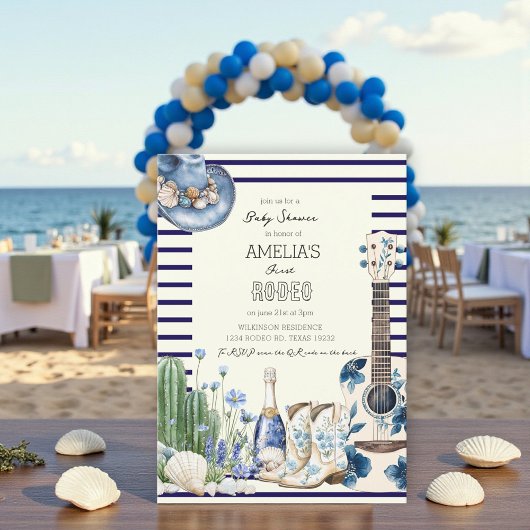  beach first rodeo coastal baby shower einladung