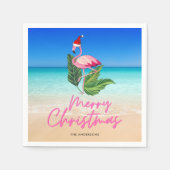 Beach Flamingo Florida Frohe Weihnachten Serviette (Vorderseite)