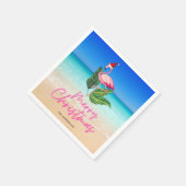 Beach Flamingo Florida Frohe Weihnachten Serviette (Ecke)