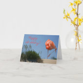 Beach Flamingo Happy Birthday Card Karte (Gelbe Blume)