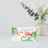 Beach Flamingo Tropical Leaf Escort Tischsitze Platzkarte (Stehend Vorderseite)