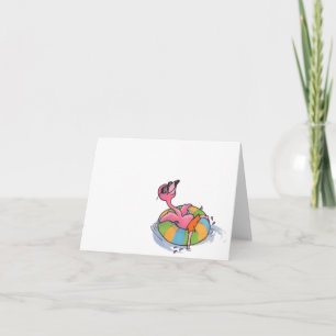 Beach Flamingo Tubing Notecard Karte
