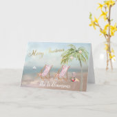 Beach Flamingo Wreath Einzigartiges Weihnachtsfest Karte (Gelbe Blume)