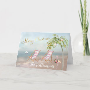 Beach Flamingo Wreath Einzigartiges Weihnachtsfest Karte
