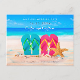 Beach Flip Flops auf Sand Save the Date Postkarte