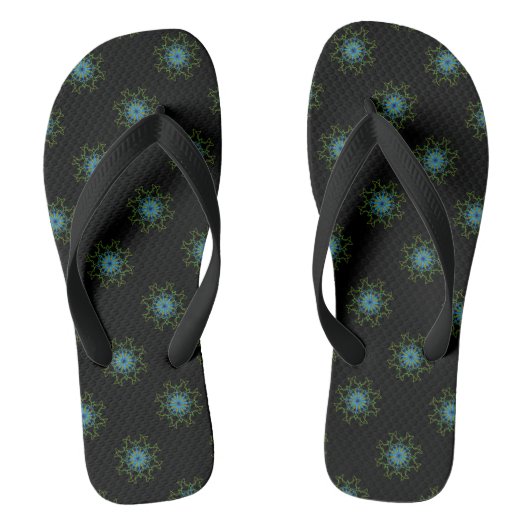 Beach Flip Flops Black Blue Kaleidoscope Mandala Badesandalen (Fußbett)