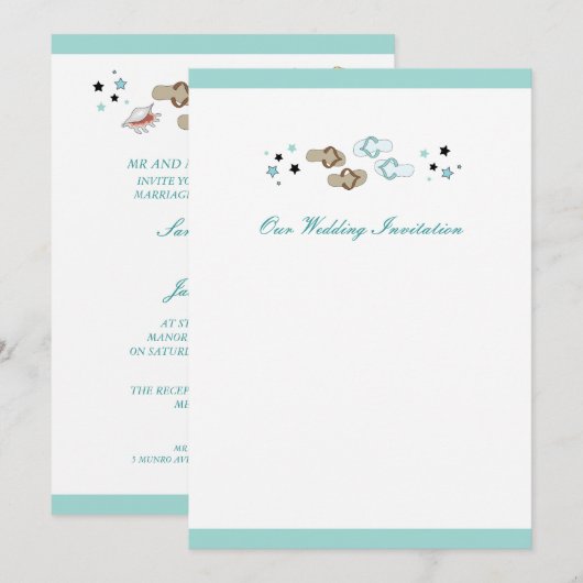 Beach Flip Flops Hochzeit Einladung (Vorne/Hinten)