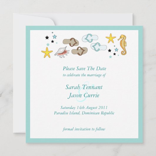 Beach Flip Flops Hochzeit speichern Sie das Datum Save The Date (Rückseite)