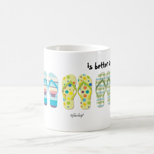 Beach Flip Flops Leben ist besser am Strand. Kaffeetasse (Mittel)