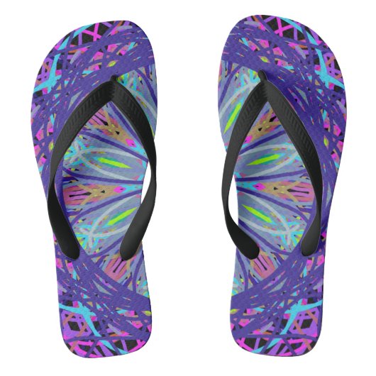 Beach Flip Flops, Lila Kaleidoskop Mandala Art Badesandalen (Fußbett)