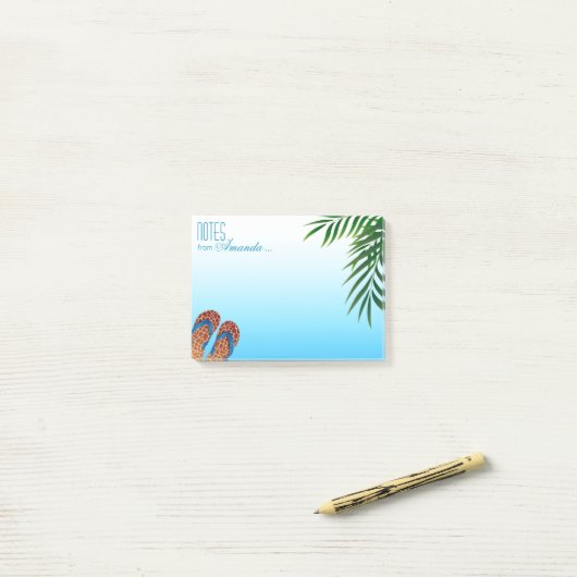 Beach Flip Flops Personalisiert Post-it Klebezettel (Auf Schreibtisch)