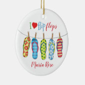 Beach Flip Flops Personalisiert tropische Farben Keramik Ornament (Rechts)