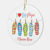 Beach Flip Flops Personalisiert tropische Farben Keramik Ornament (Links)