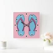 Beach Flip Flops Quadratische Wanduhr (Zuhause)