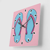 Beach Flip Flops Quadratische Wanduhr (Winkel)