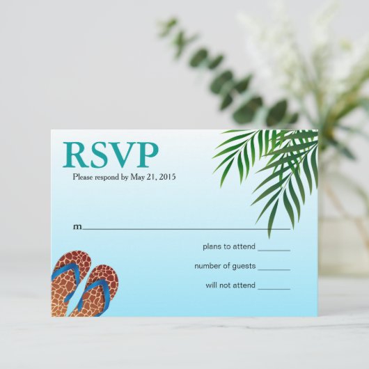 Beach Flip Flops UAWG RSVP Karte (Stehend Vorderseite)