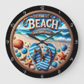 Beach Flip Flops Willkommensuhr Große Wanduhr (Vorderseite)