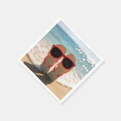 Beach Flip-flops with Red Sunglasses Serviette (Ecke)