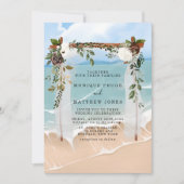 Beach Floral Canopy Tropical Modern Wedding Einladung (Vorderseite)