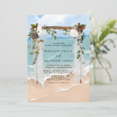 Beach Floral Canopy Tropical Modern Wedding Einladung (Stehend Vorderseite)