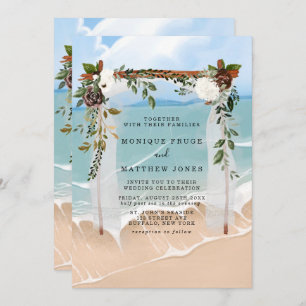 Beach Floral Canopy Tropical Modern Wedding Einladung