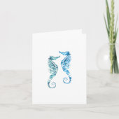 Beach Folded Note Cards Turquoise Blue Seahorses (Vorderseite)