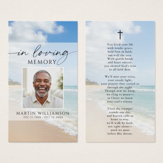 Beach Forever Hearts Photo Poem Cross Prayer Card (Vorne & Hinten)