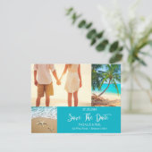 Beach Foto Collage Save the Date Karte (Stehend Vorderseite)