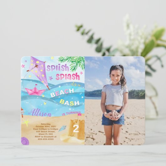Beach Foto Einladungen (Stehend Vorderseite)