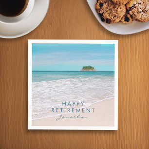 Beach Foto "Happy Retirement" Party Paper Napkin Serviette