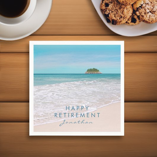 Beach Foto "Happy Retirement" Party Paper Napkin Serviette