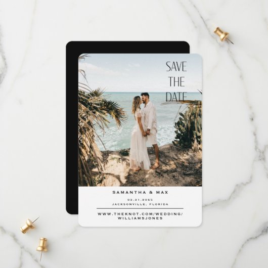 Beach Foto Hochzeit Sichern Sie das Datum Save The Date (Vorderseite/Rückseite Beispiel)