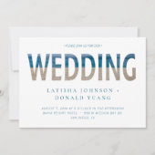 Beach Foto Hochzeit Text Art Einladung (Vorderseite)