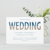 Beach Foto Hochzeit Text Art Einladung (Stehend Vorderseite)