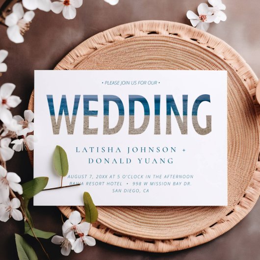 Beach Foto Hochzeit Text Art Einladung