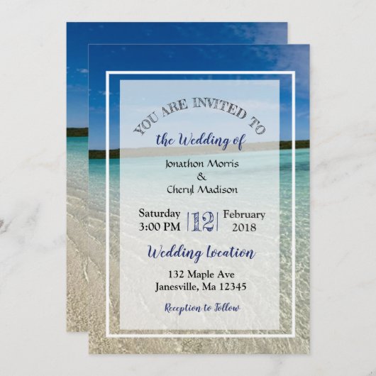 Beach Foto Ozean Einladungen für Hochzeiten (Vorne/Hinten)
