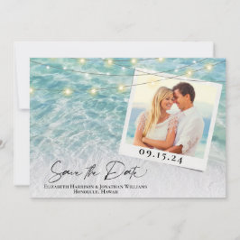 Beach Foto Palm String Lights Hochzeit in Urlaubso Save The Date