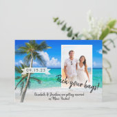 Beach Foto Palm Trees Pack Ihre Flaggen Ziel Save The Date (Stehend Vorderseite)