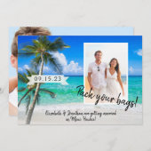 Beach Foto Palm Trees Pack Ihre Flaggen Ziel Save The Date (Vorne/Hinten)