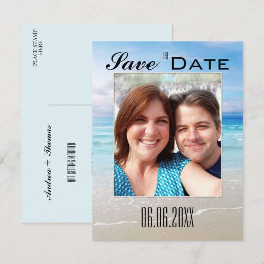 Beach Foto Save the Date Postkarte (Vorne/Hinten)