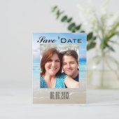 Beach Foto Save the Date Postkarte (Stehend Vorderseite)
