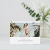 Beach Foto Save the Date Postkarte (Stehend Vorderseite)