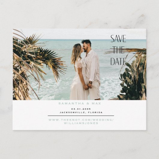 Beach Foto Save the Date Postkarte (Vorderseite)