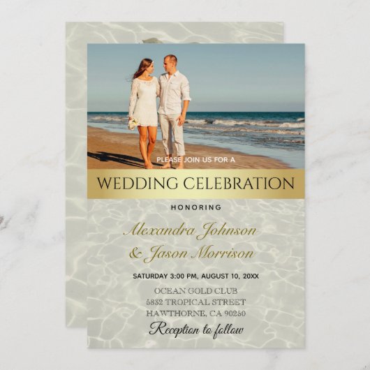Beach Foto Wedding Einladung (Vorne/Hinten)