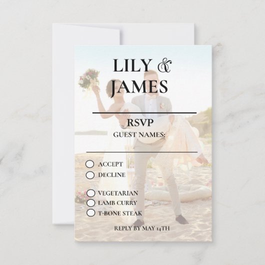 Beach Foto Wedding RSVP Card Karte (Vorderseite)