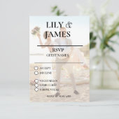 Beach Foto Wedding RSVP Card Karte (Stehend Vorderseite)